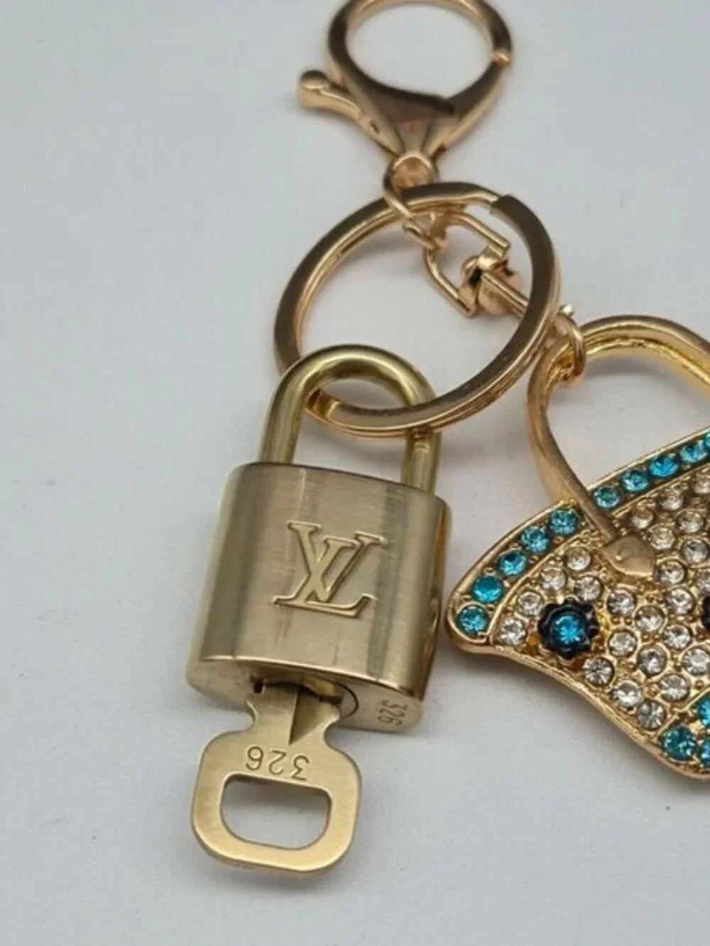 Louis Vuitton Gold Padlock 🔒 Key Set Authentic LV w/ Unbranded Bag Keychain